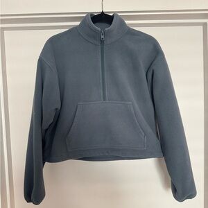 Aritzia Gray/blue Fleece Half-Zip Jacket